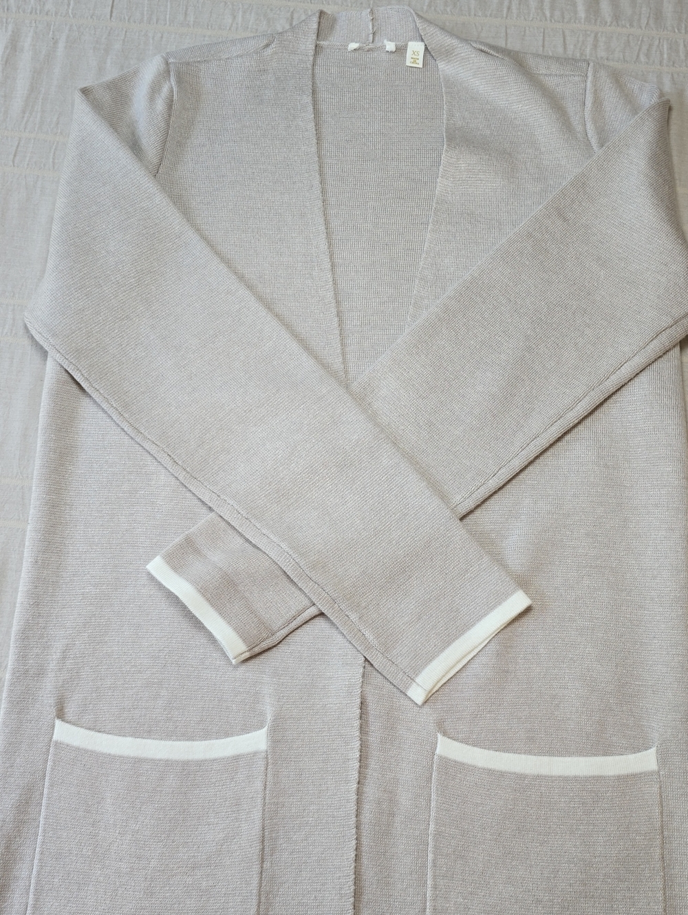 Cyrus Light Taupe Open-Front Pocket Cardigan - Women's Size XS